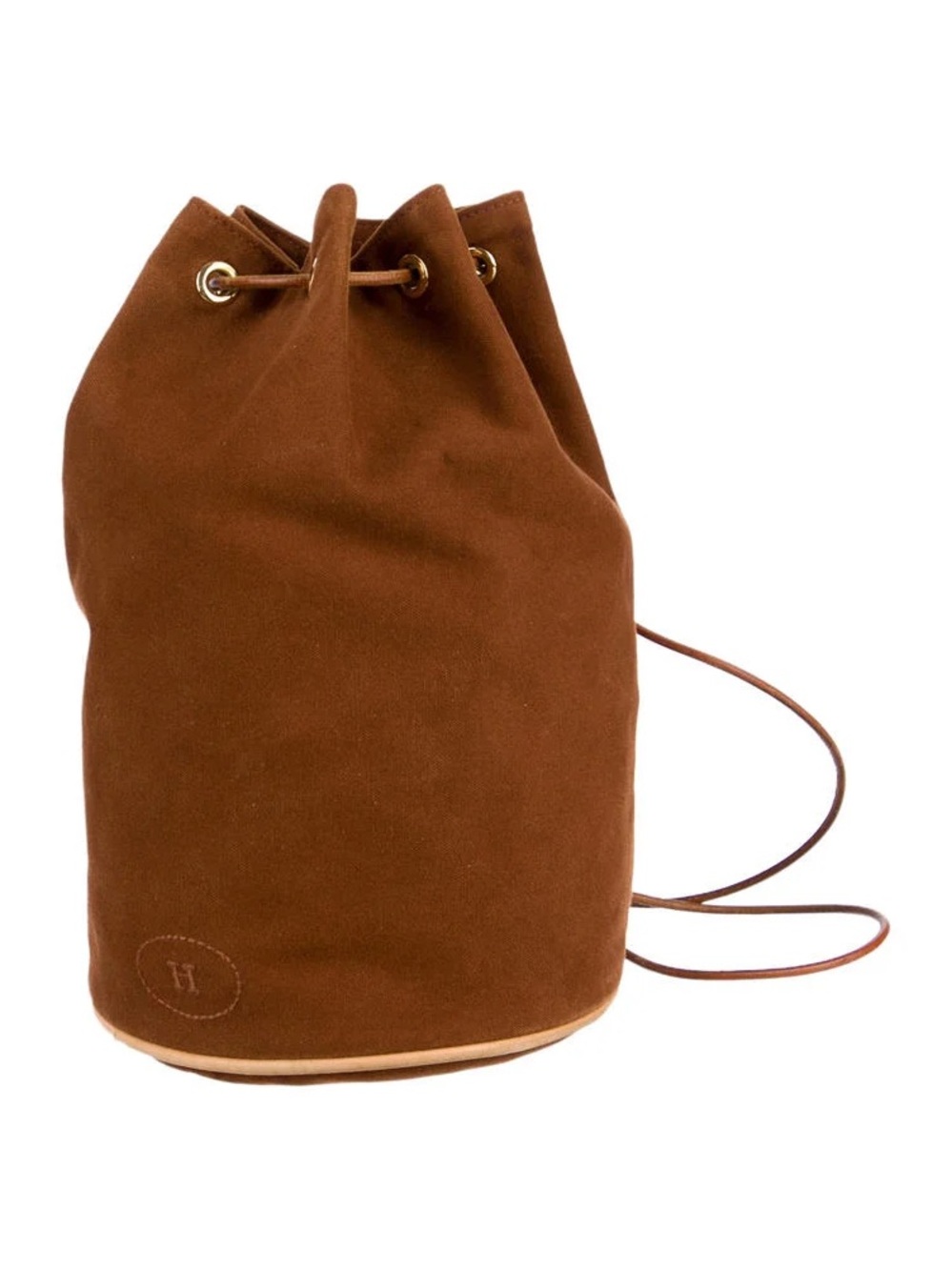 Hermes Brown Suede Drawstring Bucket Bag
